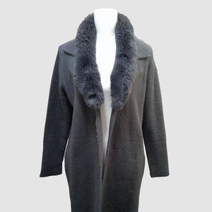 Faux Fur Neck Cardigan